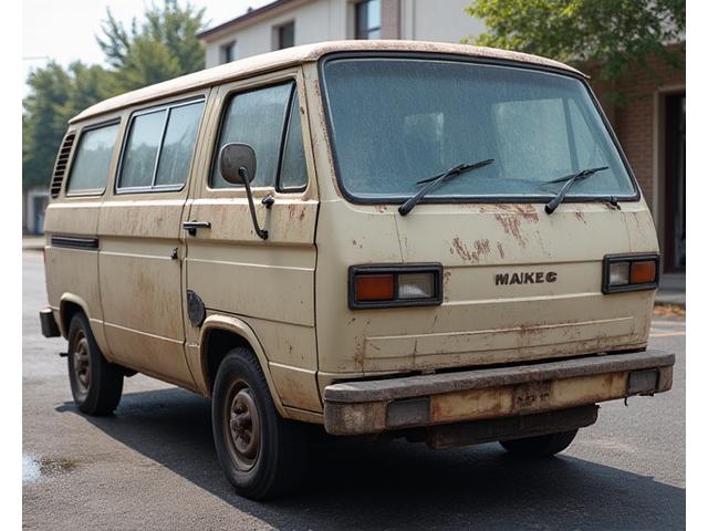 Dirty family van before cleaning